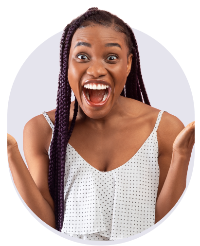 African American woman smiling joyfully