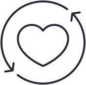 Heart with circular arrows icon